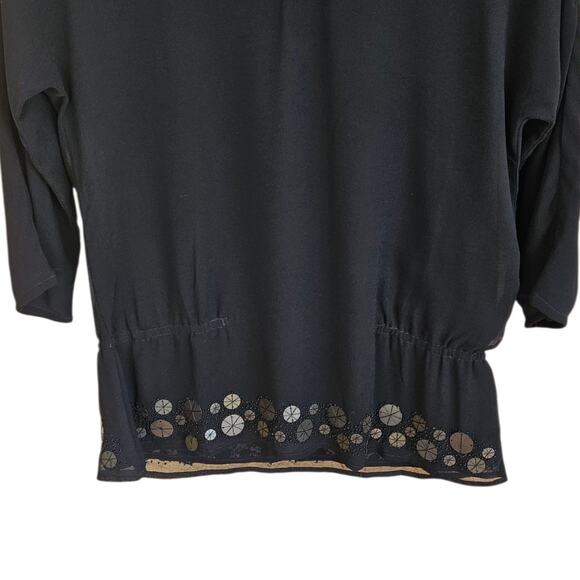 Coldwater Creek Blouse Embellished VNeck Longer Black Women's XSmall (4-6) - Picture 3 of 8